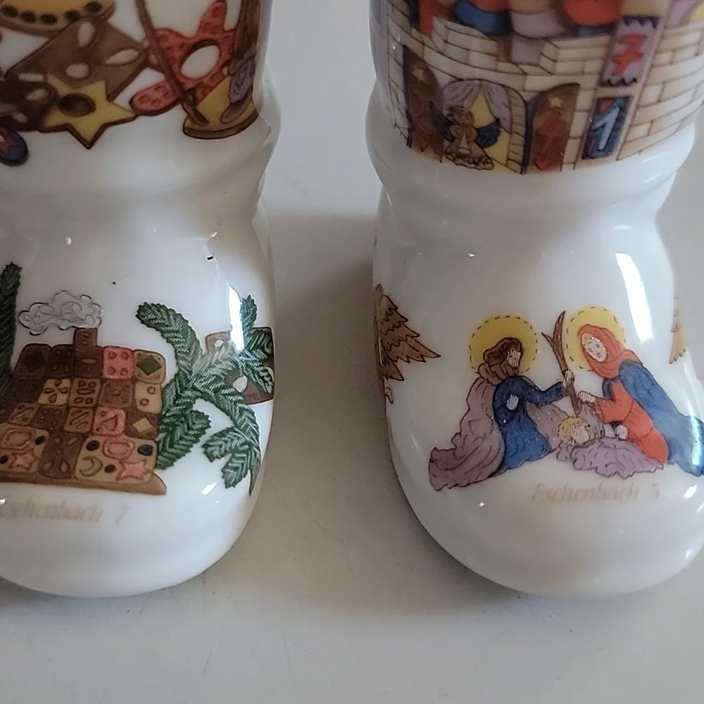 Vintage 90s Eschenbach German Porcelain Boot Ornaments 2 Piece